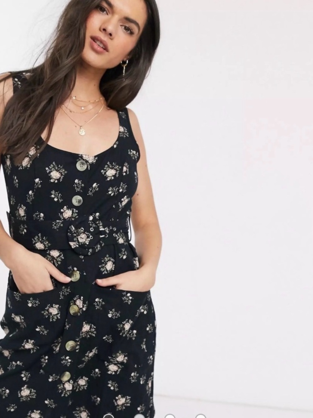 90s grunge floral dress ASOS | Dresses | Nwt Asos Black Button Front Belted 9s 90s grunge babydoll dress related:sanuli-mini-dress-bitter-chocolate-59 Size:XS (6)